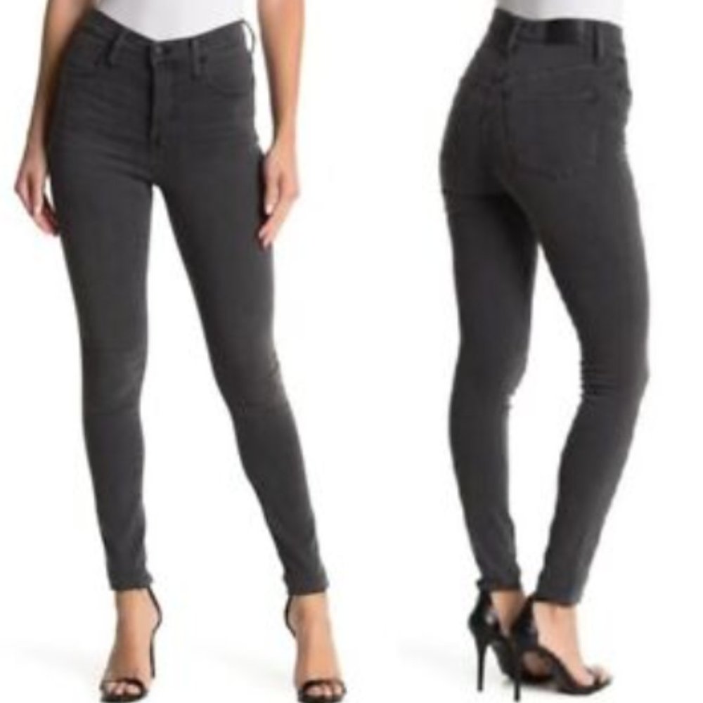 Madewell 10" High Rise Skinny Fit Jeans Women's 25 Grey Frayed Hem Stretch Denim